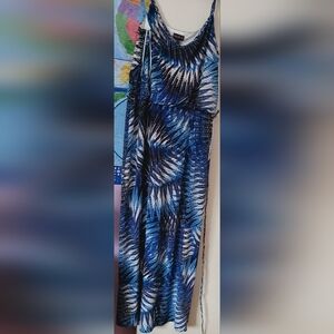 Long Tall Sally Blue and White Maxi Dress Size 18